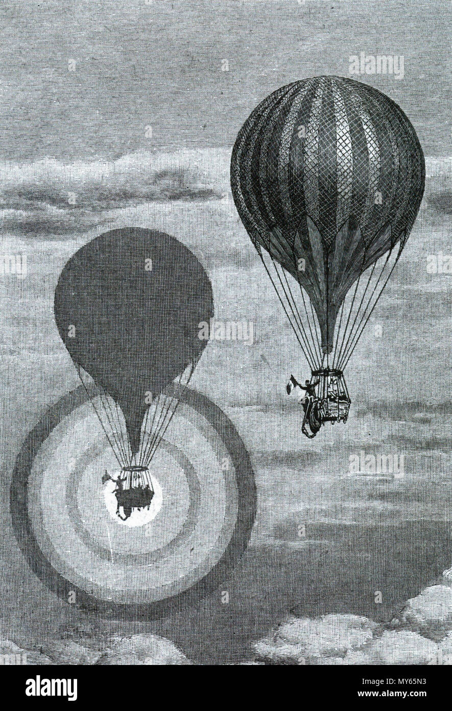 Anglais : le 15 avril 1868, Camille Flammarion et un collègue, dans un  ballon sur la France lorsqu'ils à la hauteur de 1 415 m a vu un  arc-en-ciel, l'ombre autour