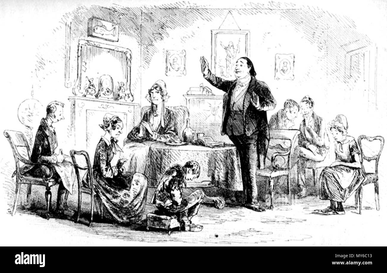 . Anglais : M. Chadband "améliorer" un sujet difficile par 'Phiz' (Hablot Knight Browne) pour Bleak House, p. 254 (ch. 24, "un recours"). 6 x 3 3/8 pouces. 6 février 2012, 15:16:06. Hablot Knight Browne (Phiz) 372 M. Chadband "améliorer" un sujet difficile Banque D'Images