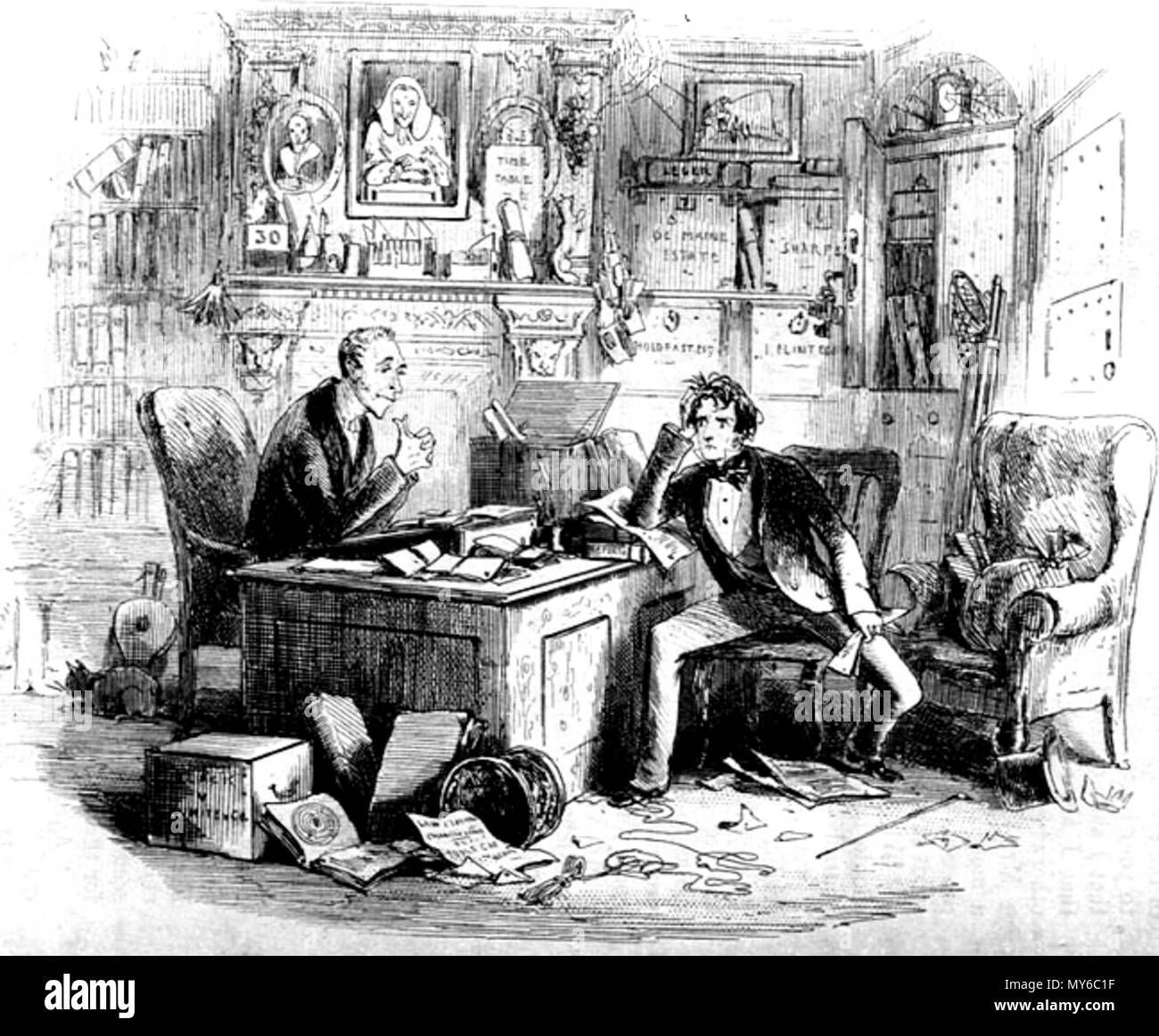 . Anglais : procureur et client : d'âme et de l'Impatience par 'Phiz' (Hablot Knight Browne) pour Bleak House, p. 388 (ch. 34, "l'avocat et client'). 3/16 4 x 5 pouces . 6 février 2012, 15:17:29. Hablot Knight Browne (54) Phiz procureur et client, de courage et d'Impatience Banque D'Images