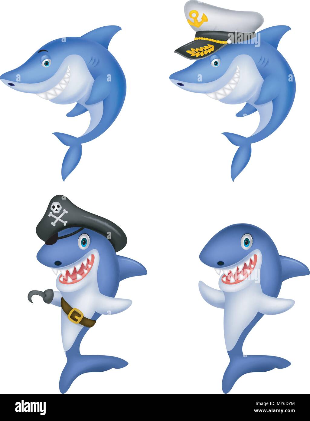 Ensemble de collection Cartoon shark Illustration de Vecteur