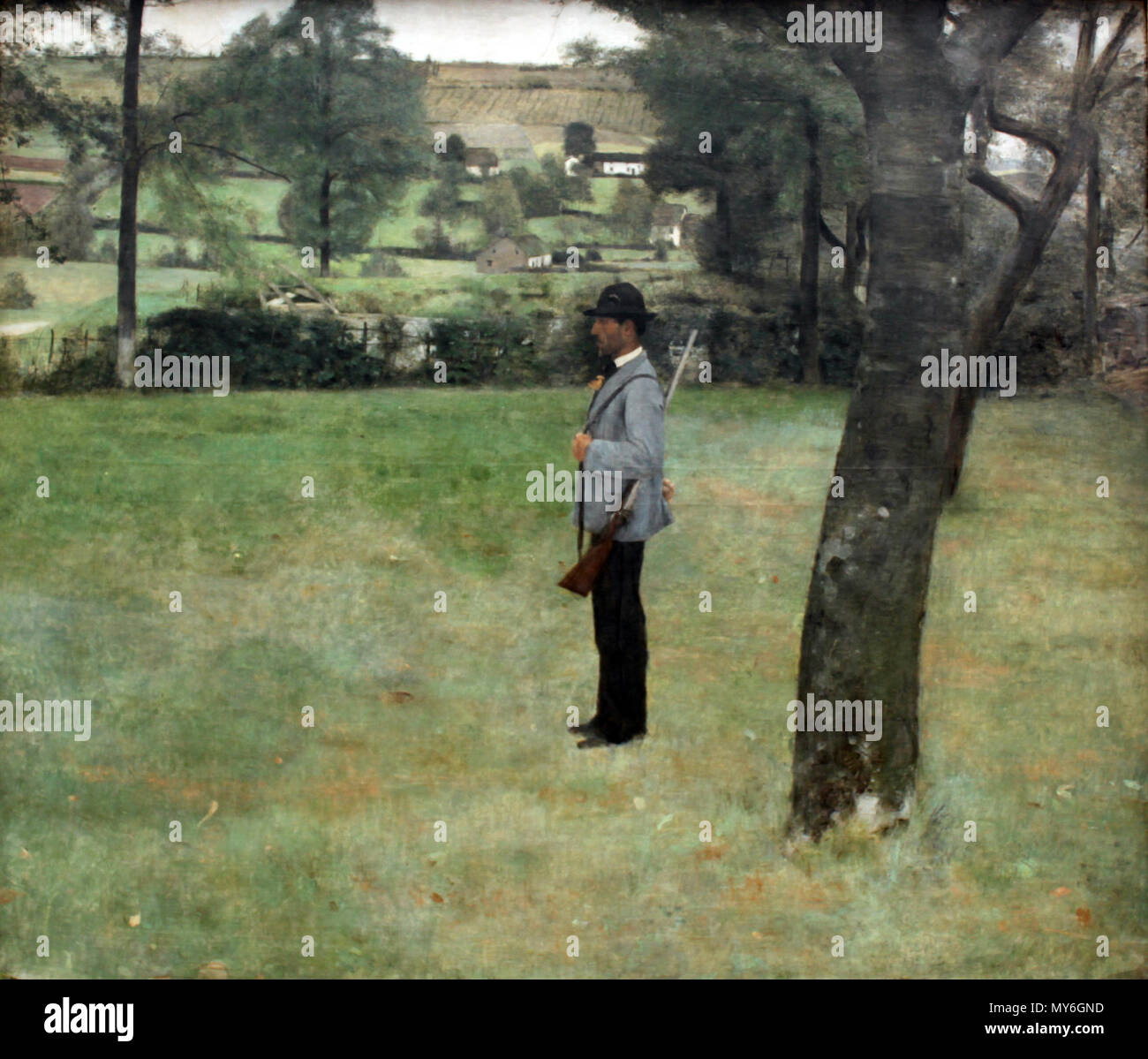 . English : The Game Warden Deutsch : Der Jagdaufseher . 18839 Jagdaufseher anagoria 1883 Khnopff Der Banque D'Images