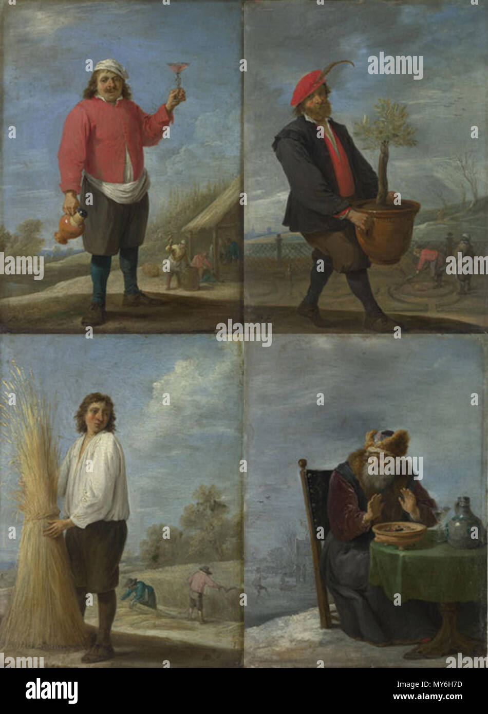 . Anglais : National Gallery, Londres . 25 mars 2014, 21:49:54. David Teniers le Jeune 508 été, hiver, automne et printemps Banque D'Images