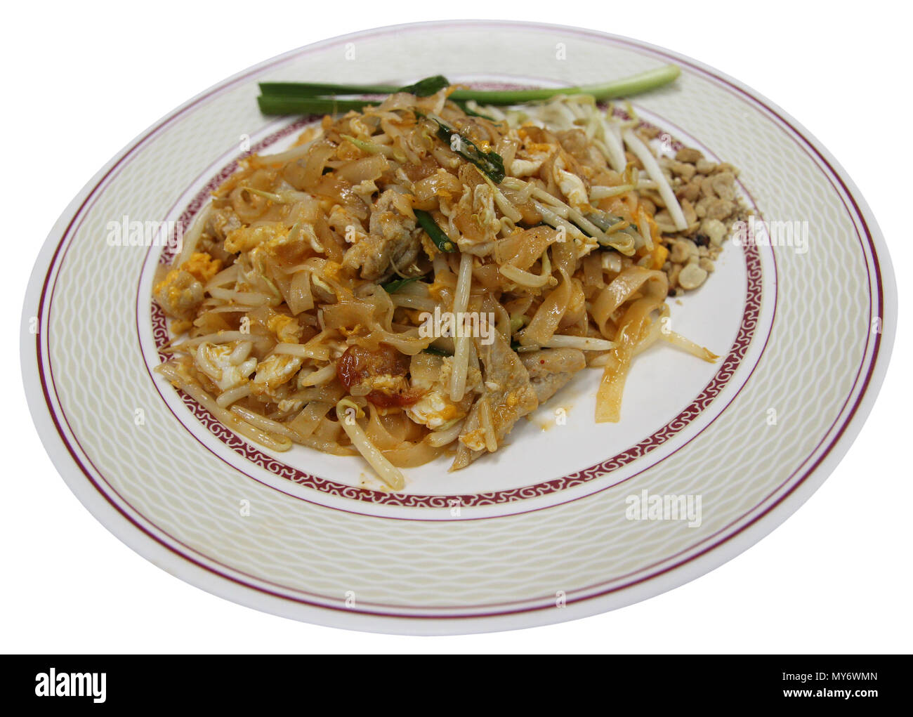 Thaïlande nouilles frites, comme Pad Thaï avec le bean sprout, l'oeuf et l'oignon vert Banque D'Images