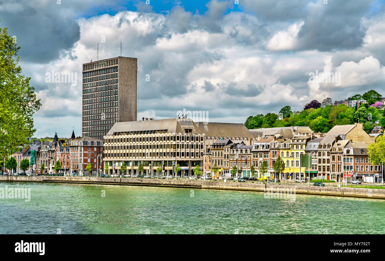 Avis de Liège, une ville sur les rives de la Meuse en Belgique Banque D'Images