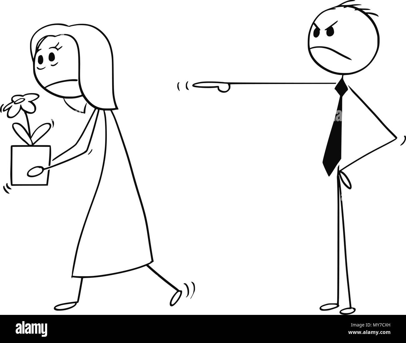 Caricature de femme d'affaires, Employé ou travailleur féminin tiré d'un emploi Illustration de Vecteur