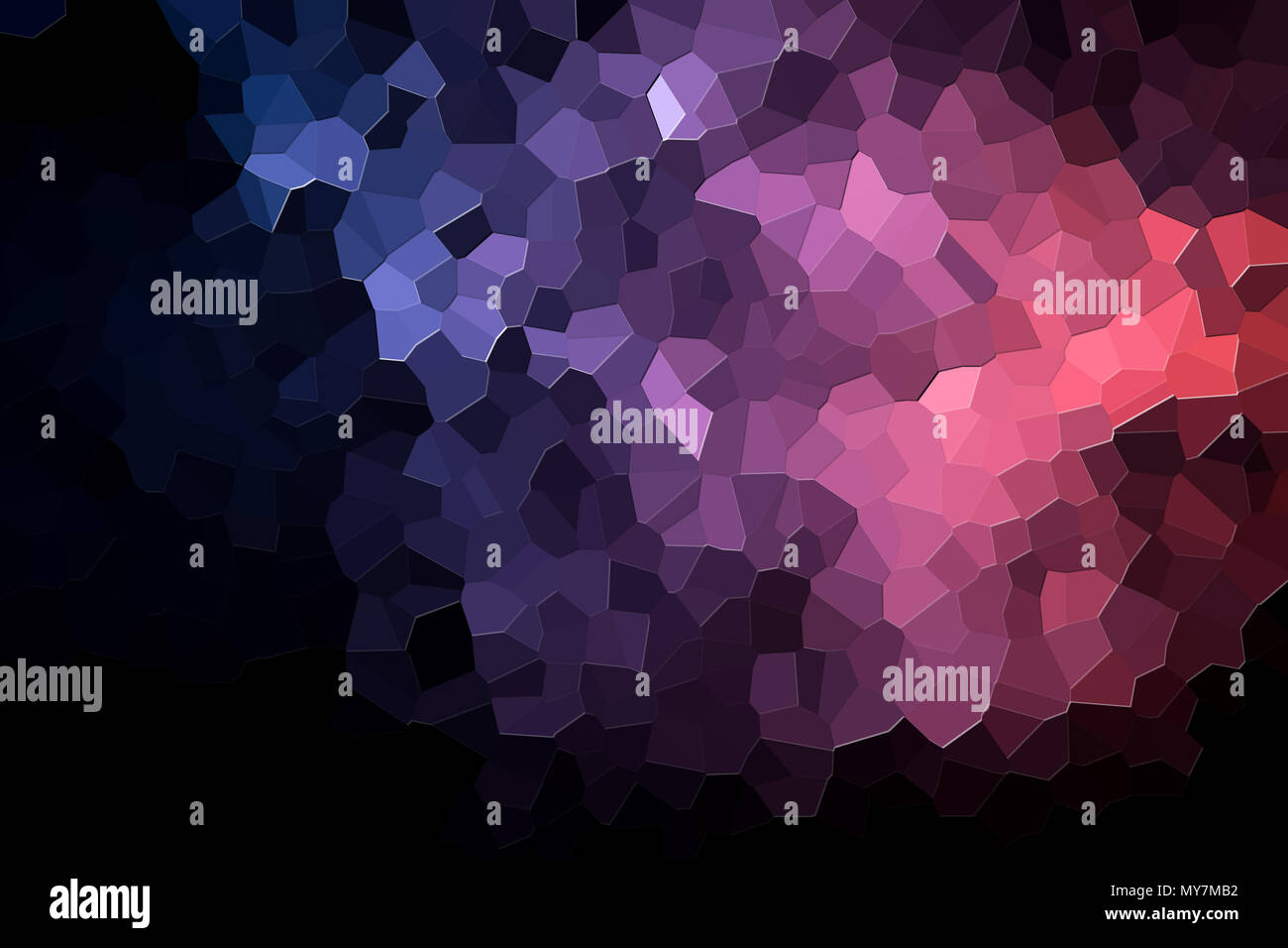 Une photographie d'un motif géométrique abstrait de divers polygones et des triangles de rose et bleu Banque D'Images
