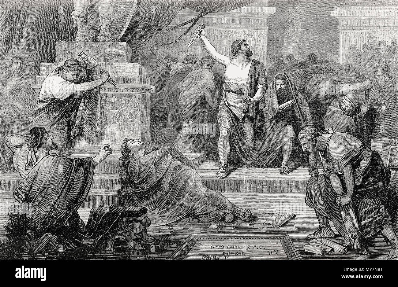 La mort de Caius Julius Caesar, 100 - 44 avant J.-C., homme d'état Romain Banque D'Images