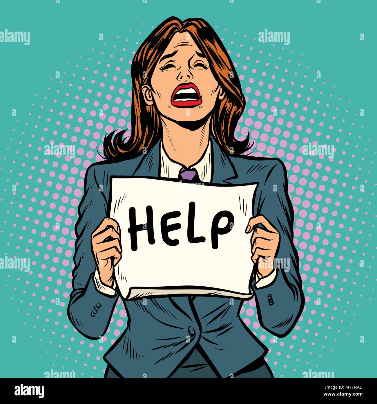 Femme pleurer aide poster Illustration de Vecteur