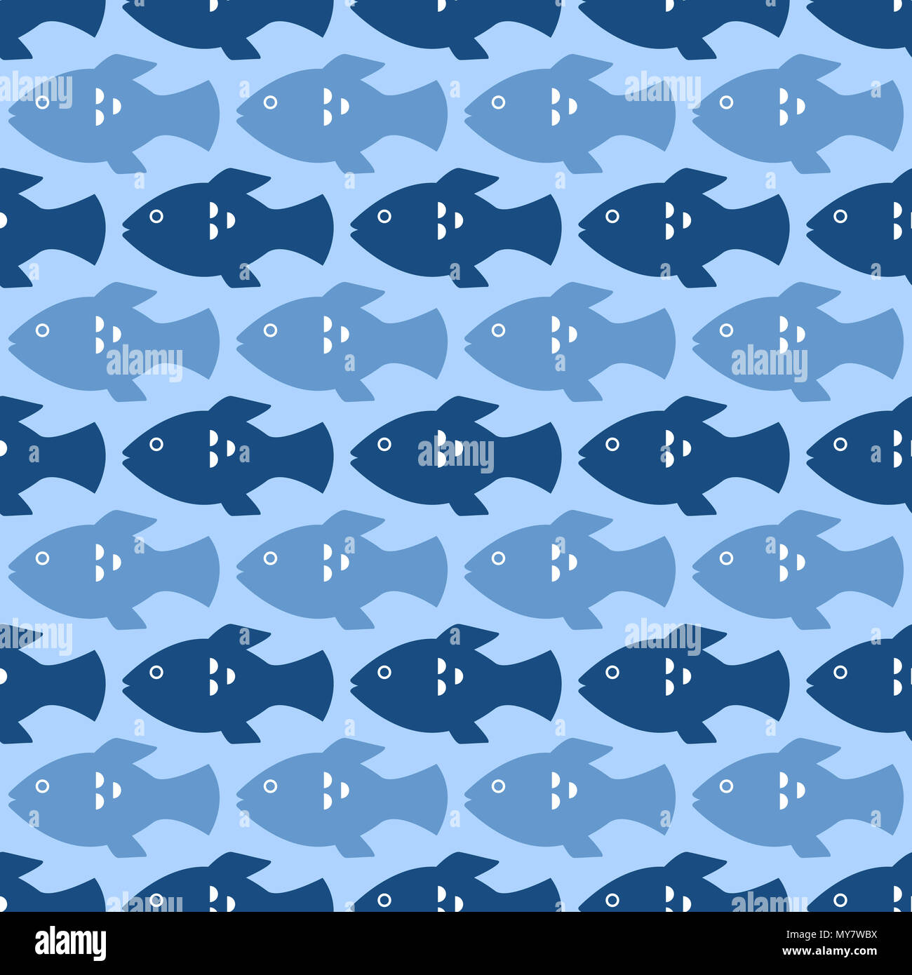 Arrière-plan transparent bleu avec poisson bleu Banque D'Images