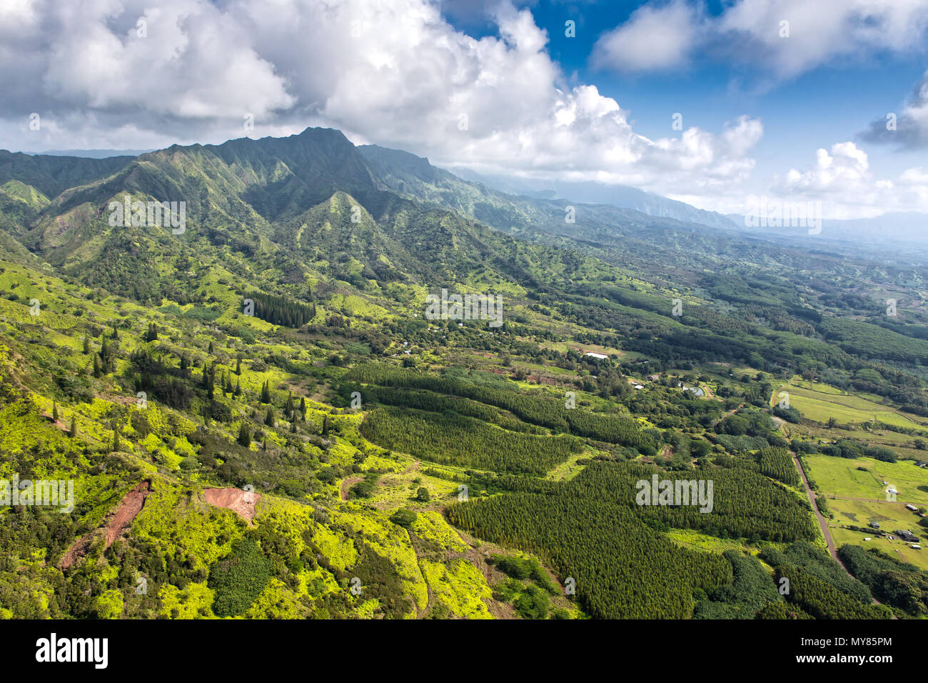 Vue aérienne sur Kauai, Hawaii Banque D'Images