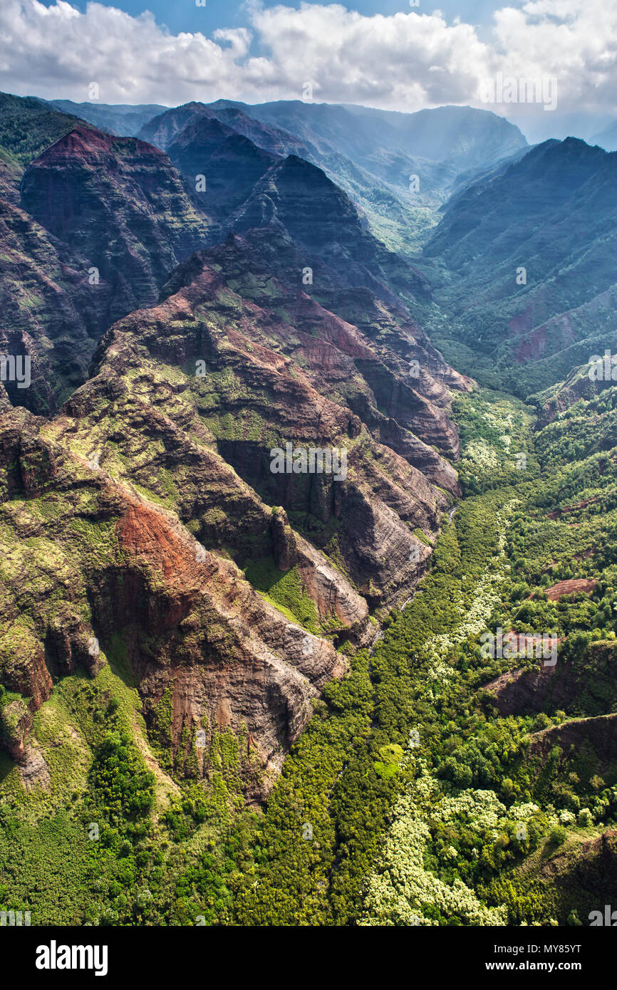 Vue aérienne sur Kauai, Hawaii Banque D'Images