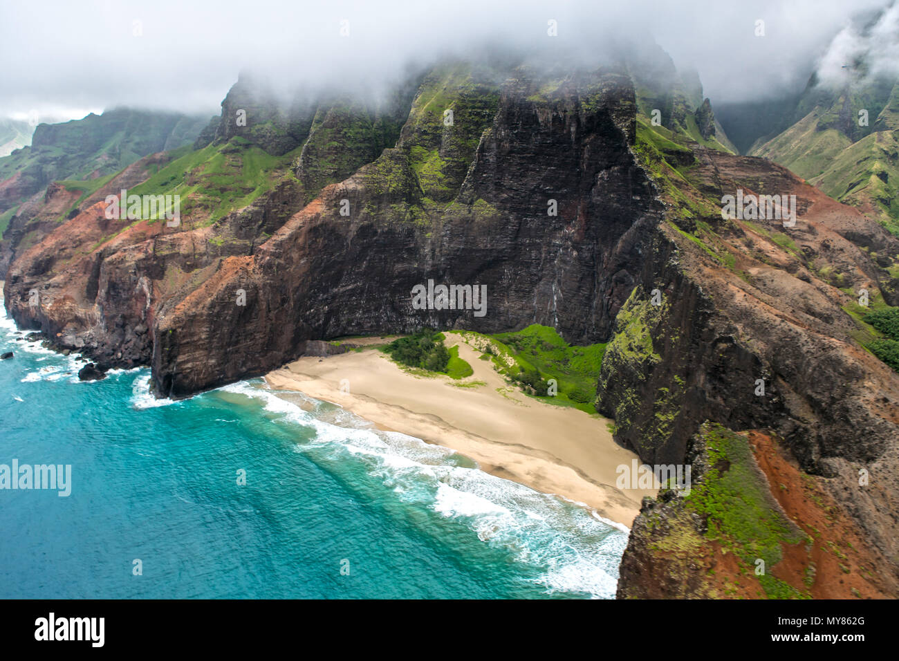 Vue aérienne sur Kauai, Hawaii Banque D'Images