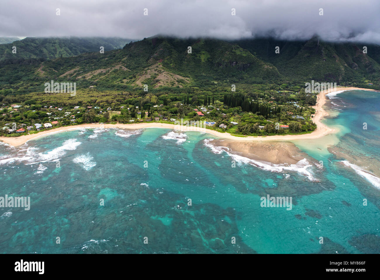 Vue aérienne sur Kauai, Hawaii Banque D'Images