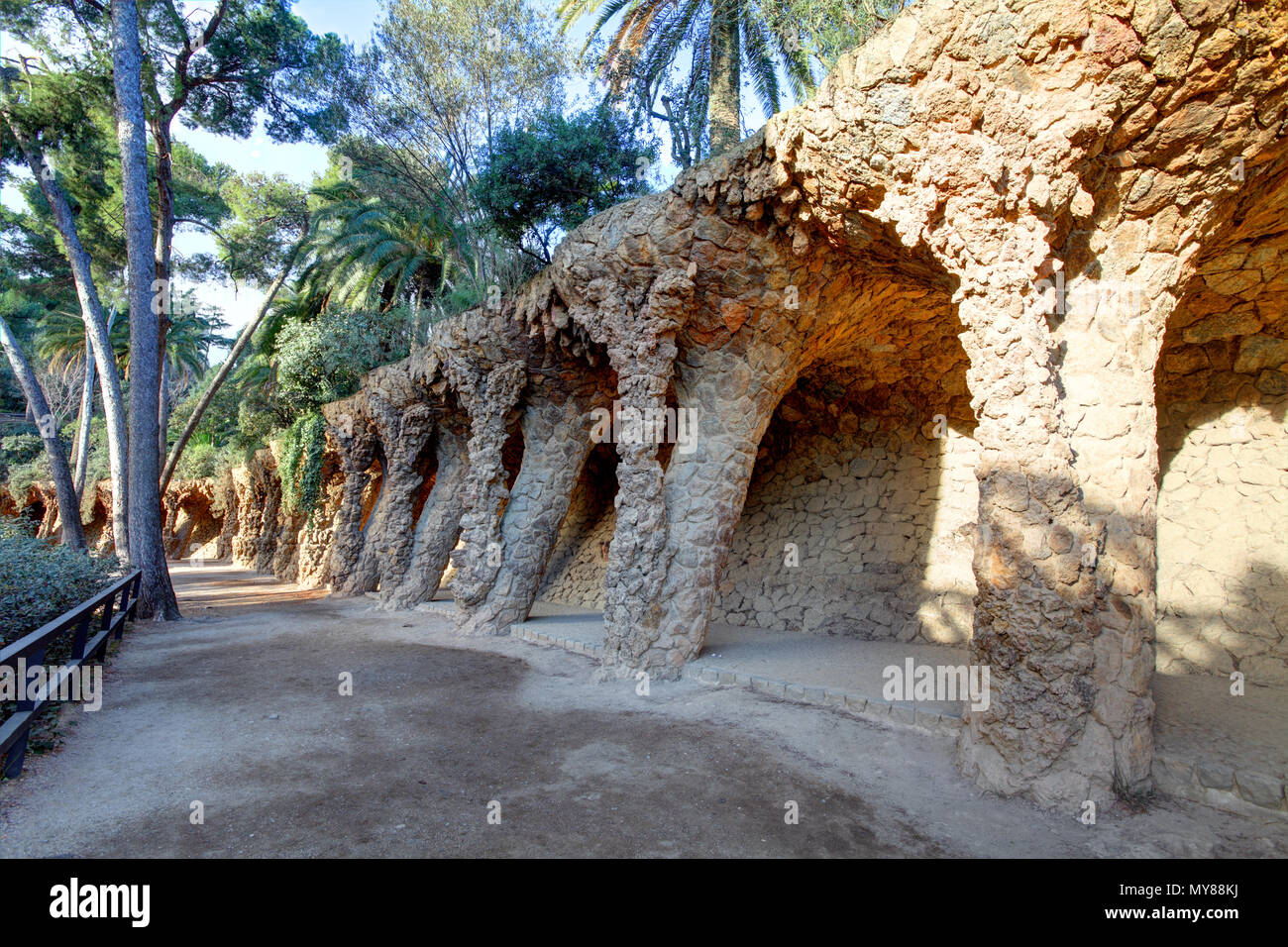 Le Parc Guell à Barcelone, personne. Banque D'Images