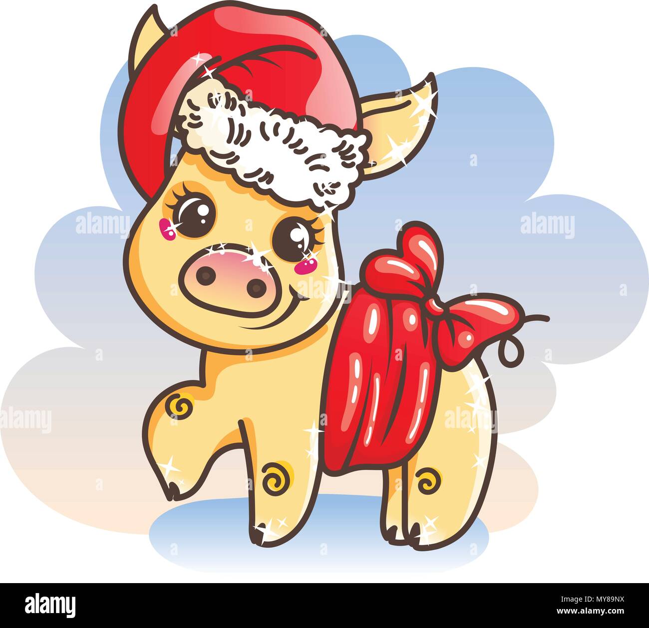 Heureuse Nouvelle Annee 19 Avec Carte D Or Dessin Anime Bebe Cochon Petit Symbole Vecteur De Vacances En Santa Hat Image Vectorielle Stock Alamy
