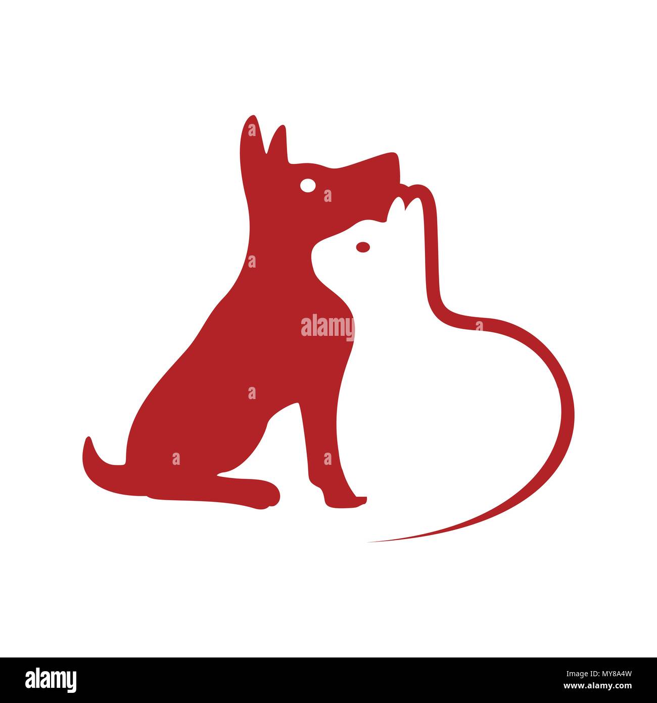 Chien et Chat espace négatif Symbole Vecteur Conception Logo Graphique Illustration de Vecteur
