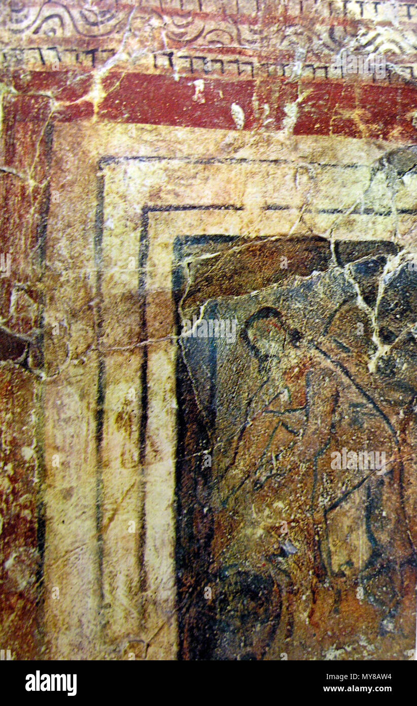 . Français : La Samaritaine au puits. Fresque du baptistère de la domus ecclesiae de Doura Europos Anglais : La Samaritaine au puits. Peinture murale dans le baptistère de la domus ecclesiae dans la région de Dura Europos. . Photo de Marsyas ; peintre inconnu 149 Dura Baptistère Samaritain Banque D'Images