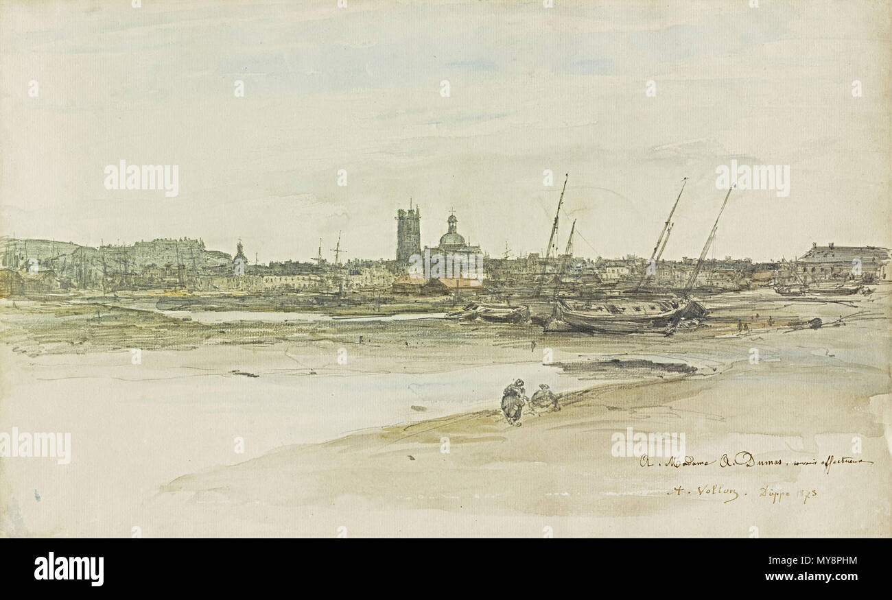 . Anglais : vue sur le port de Dieppe aquarelle et graphite sur papier vergé 11 x 18 1/8 in. (27,9 x 46 cm) Don de Carol Forman tabler en mémoire de M. et Mme Alexander A. Forman III, 2014 la Frick Collection (numéro d'Accession : 2014.3.01) . 1873 554 Vue sur le port de Dieppe2, 1873 Banque D'Images