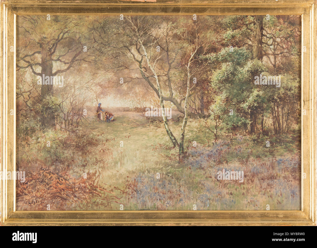 . Anglais : Sélecteur de fleurs dans un paysage verdoyant. Aquarelle, 49 x 72 cm. avant 1941. John Gutteridge Sykes 77 Blomplockare lummigt j libre Banque D'Images