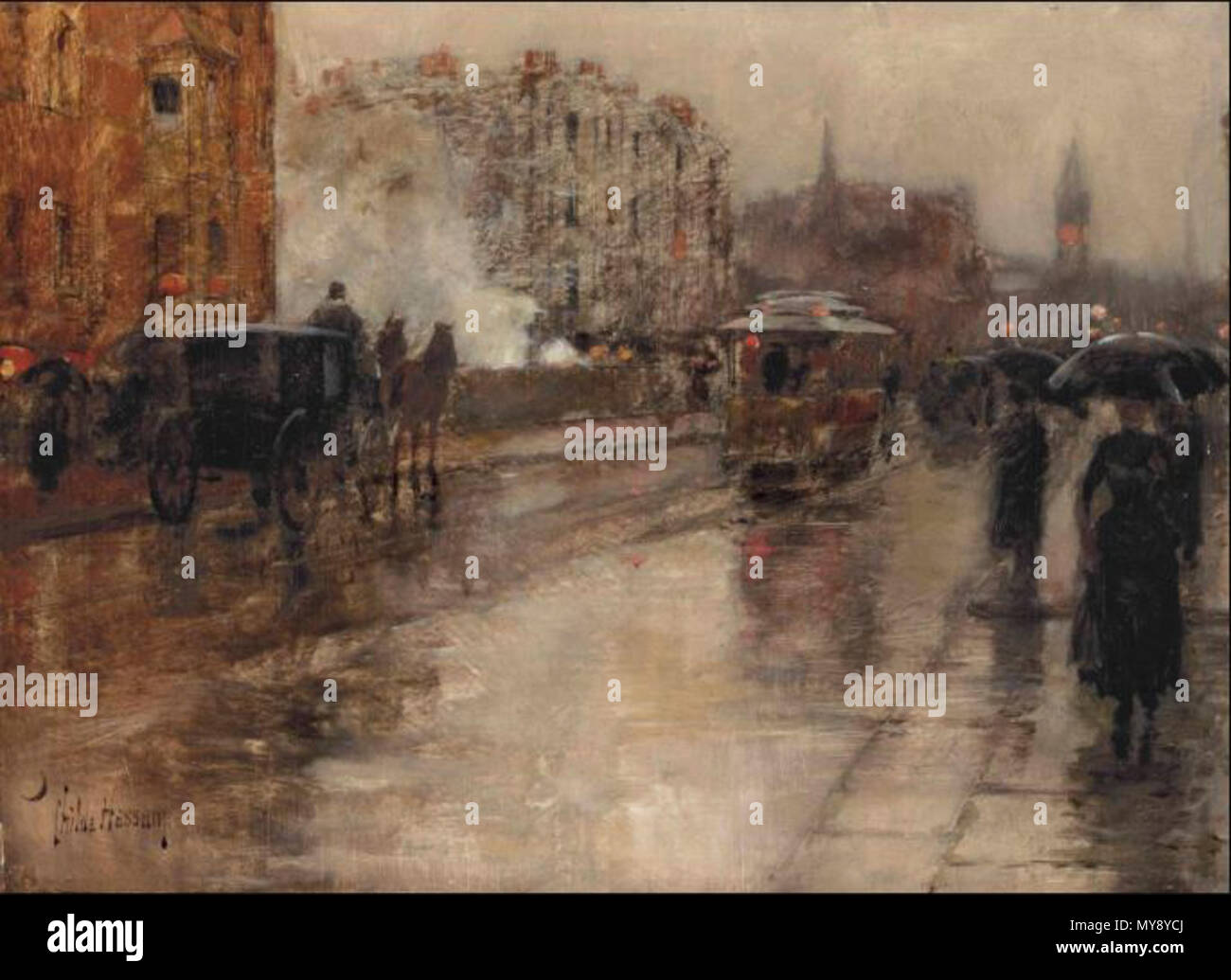 . Jour de pluie, Boston . Peint vers 1886. 446 jour de pluie, Boston Banque D'Images