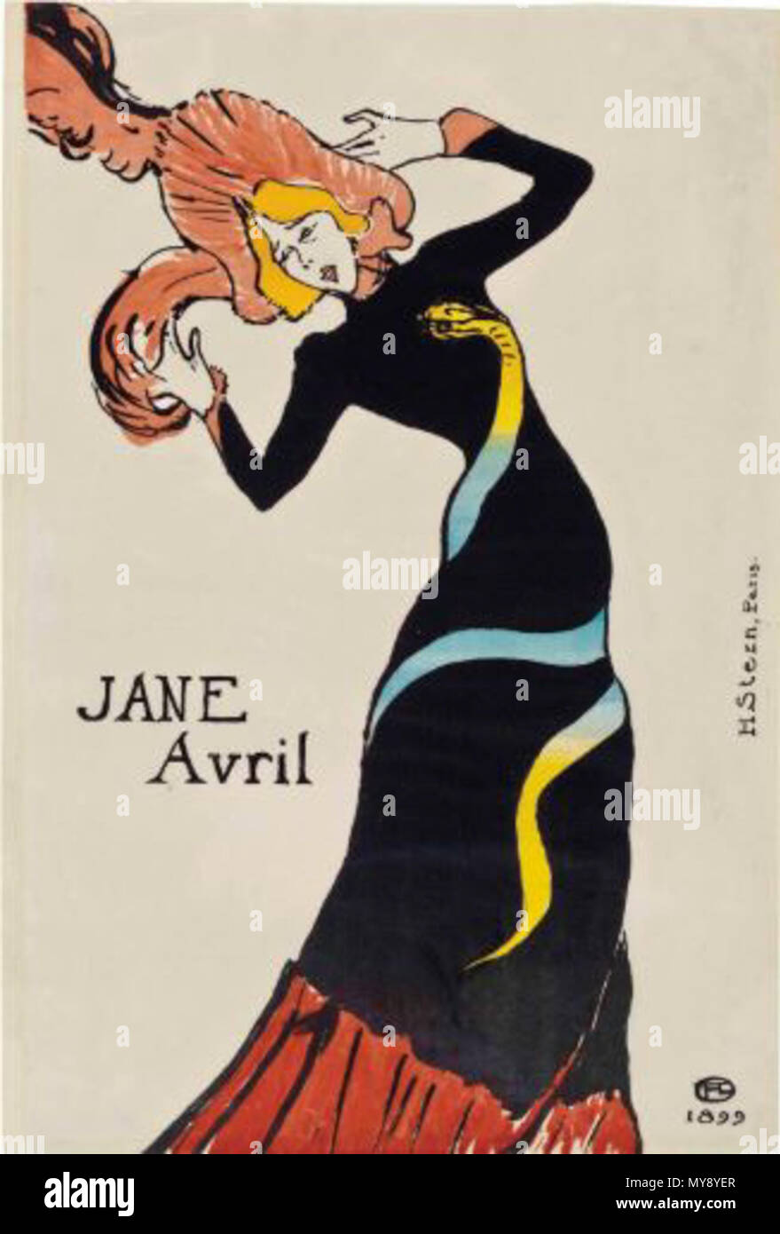 . Jane Avril . Ce travail est de l'état B (Wittrock de B). Exécuté en 1899. 235 Henri DE TOULOUSE-LAUTREC Jane Avril Banque D'Images