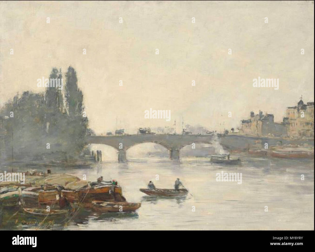 . Français : Le pont Corneille, Rouen, effet de brouillard . Peint en 1896 316 Le pont Corneille, Rouen, effet de brouillard Banque D'Images