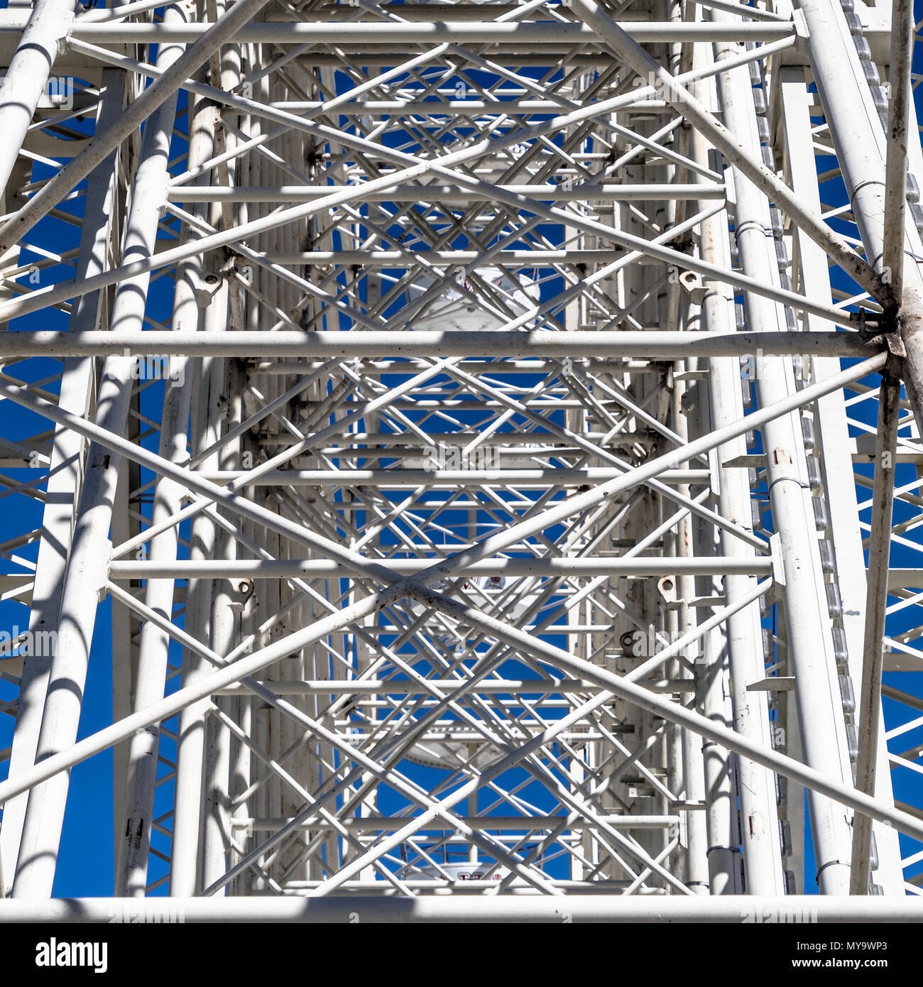 Impression abstraite en raison de la confusion prend en charge, Struts et plaques sur le mont d'une grande roue, Allemagne Banque D'Images