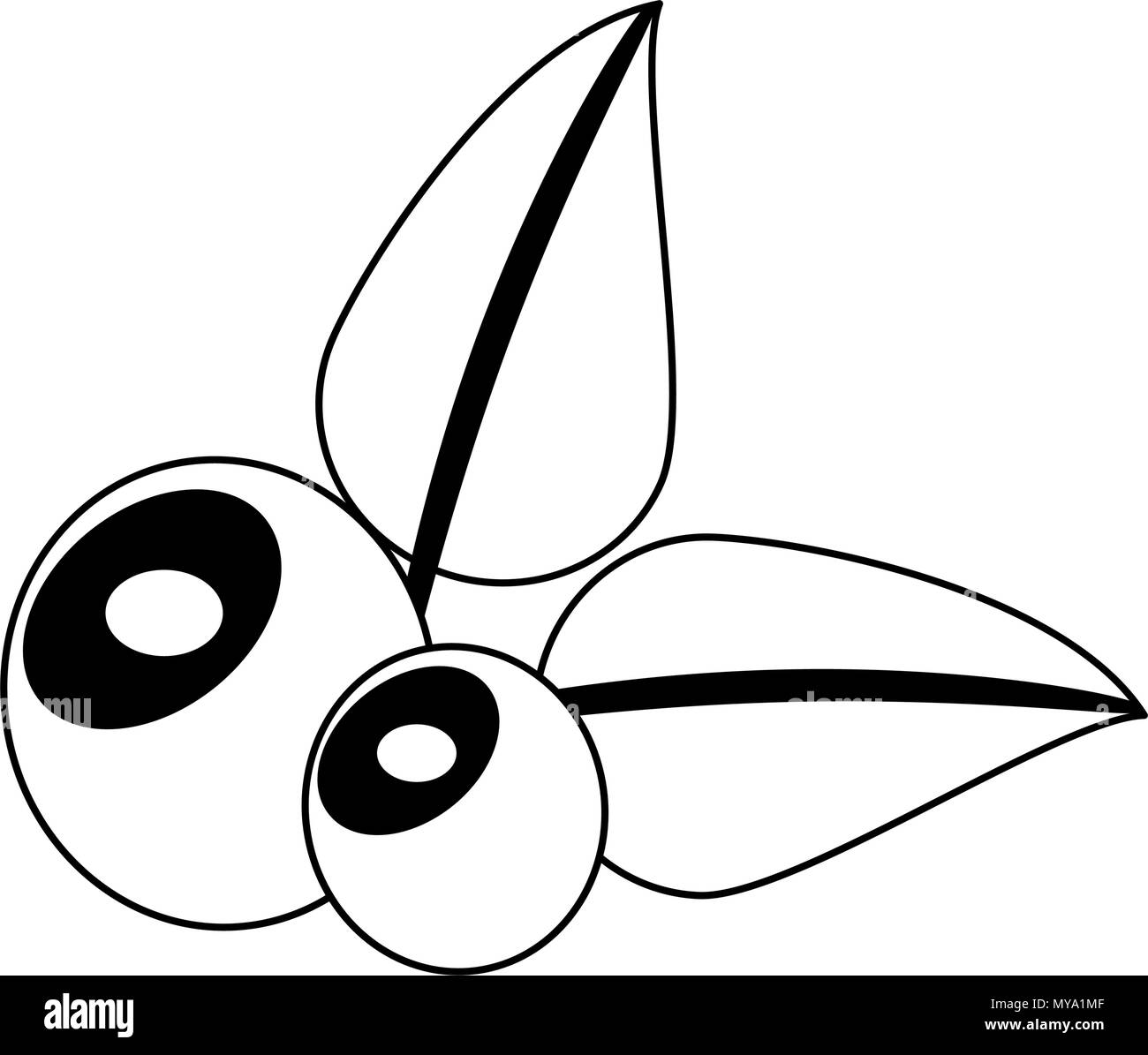 Olives Délicieux nature en noir et blanc Illustration de Vecteur
