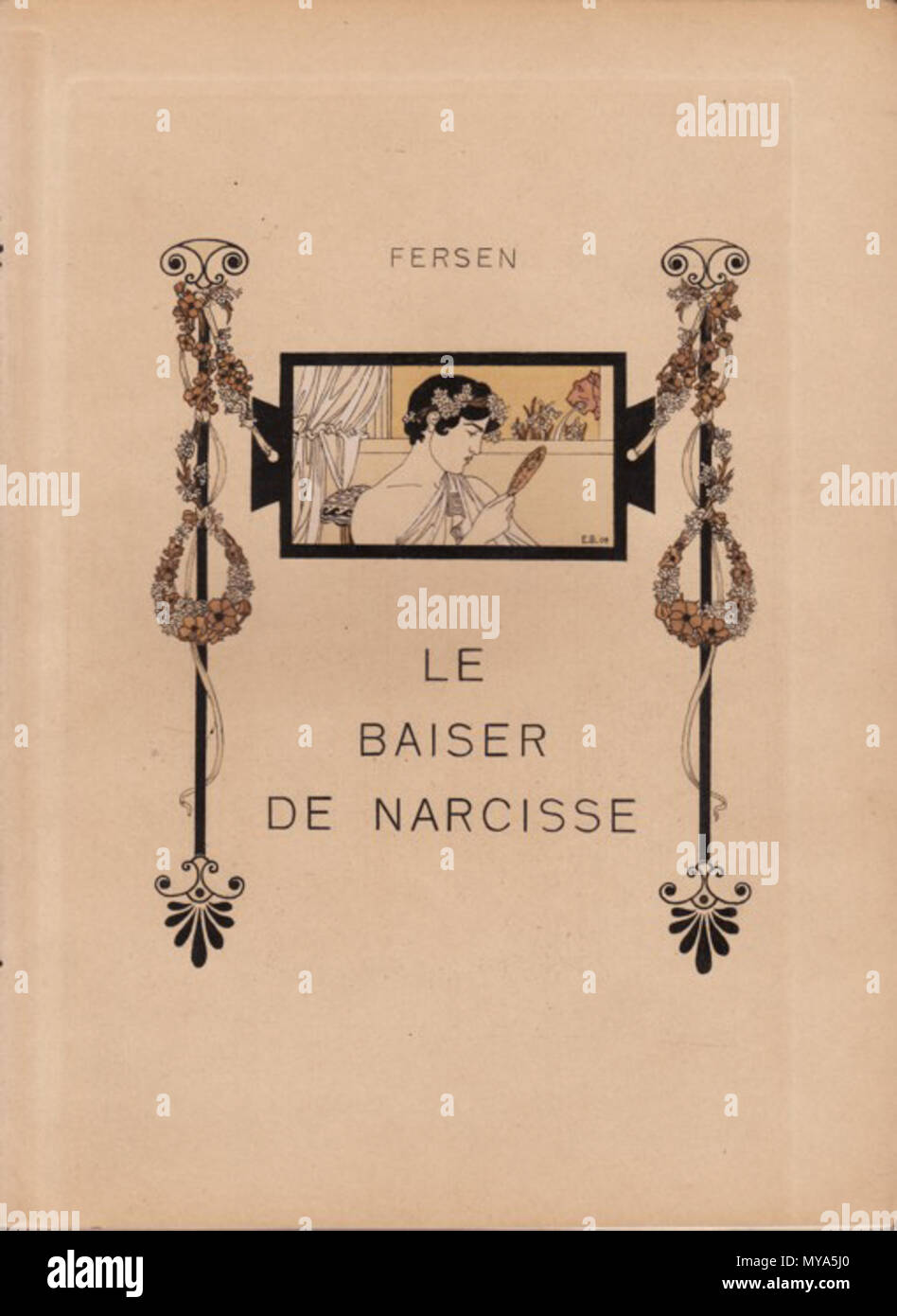 . Couvrir de Fersen : Le baiser de Narcisse, Reims, L. Michaud, Éditeur, 1912 . Jacques d'Adelswärd-Fersen (1880-1923) avec 16 illustrations de Ernest Brisset (1872-1923) 59 Baiser narcisse fersen couverture JE Banque D'Images