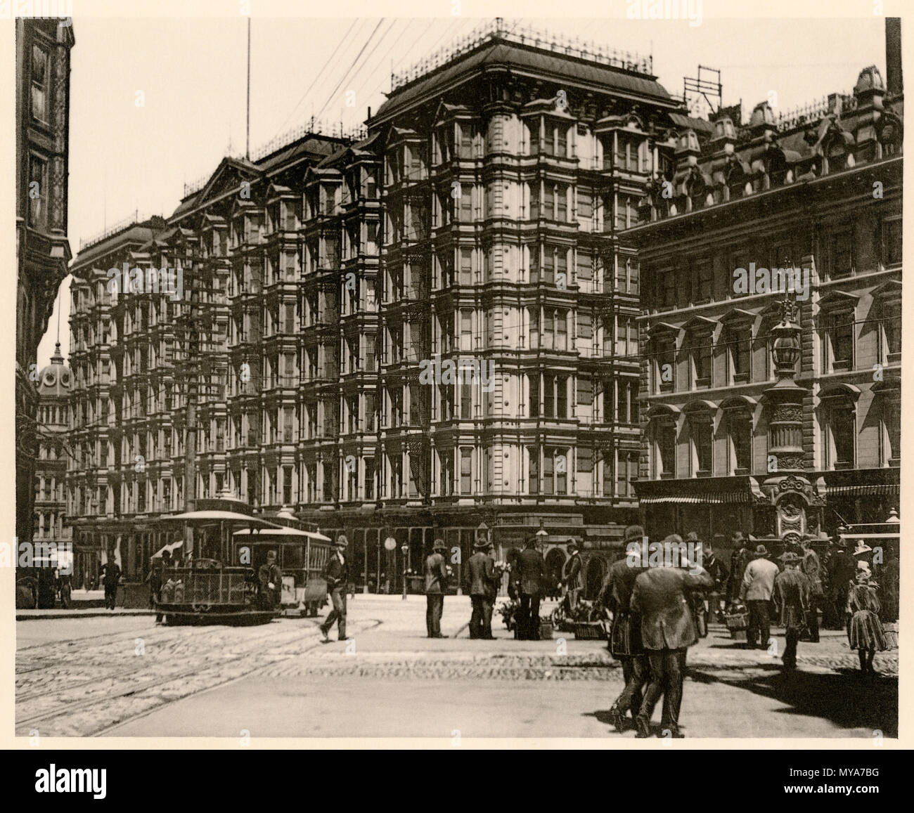 Palace Hotel dans le centre-ville de San Francisco, 1890. Albertype (photographie) Banque D'Images