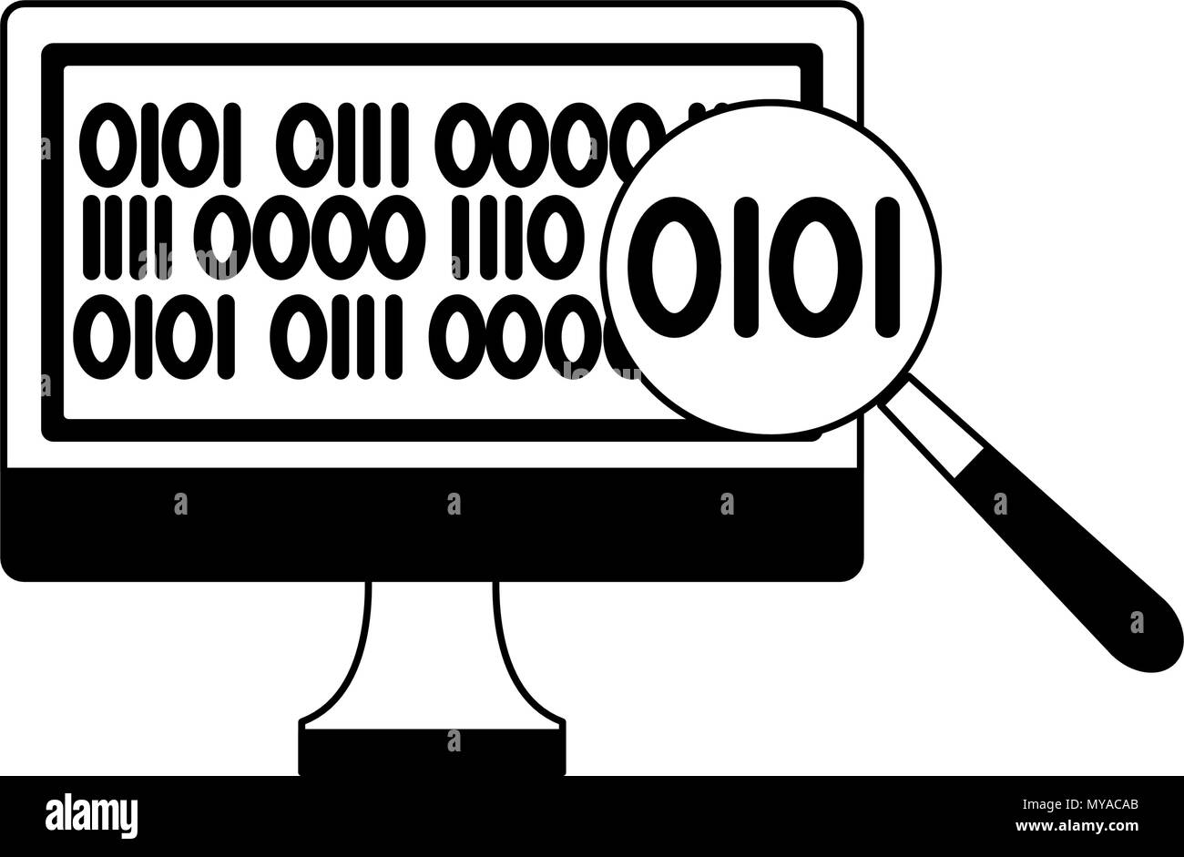 Les codes de programmation symbole de l'ordinateur en noir et blanc Illustration de Vecteur