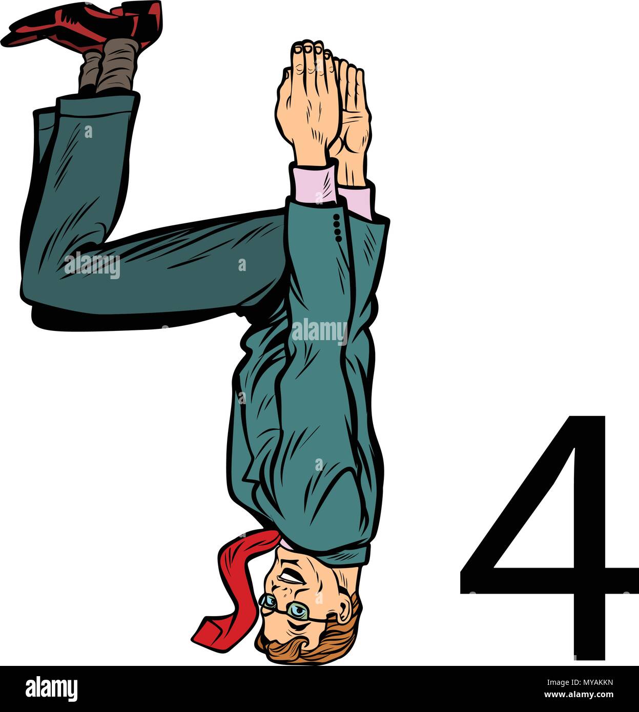 Numéro Quatre 4. Les gens d'affaires alphabet silhouette Illustration de Vecteur
