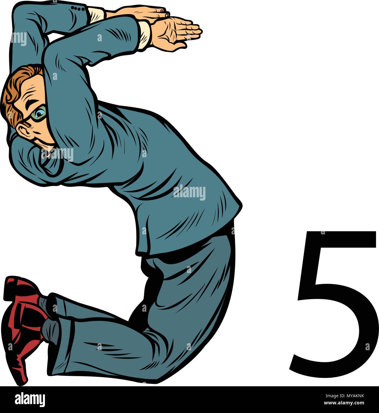 Numéro 5 5. Les gens d'affaires alphabet silhouette Illustration de Vecteur