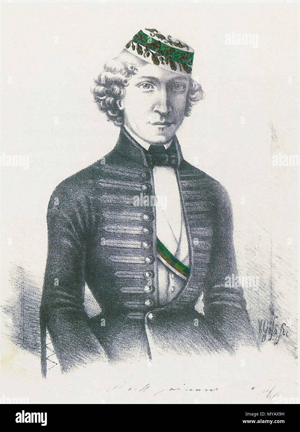 . Anglais : lithographie de Georg Keck, élève de forestal Université de Stuttgart/Allemagne et membre du corps étudiant de fraternité, Lithographie Arminia Georg von Keck, étudiant une Forsthochschule der Aschaffenburg und Mitglied des Corps Arminia . 1854/55. Inconnu 52 Aschaffenburg 1854-55 - Georg Arminia Corps Keck Banque D'Images