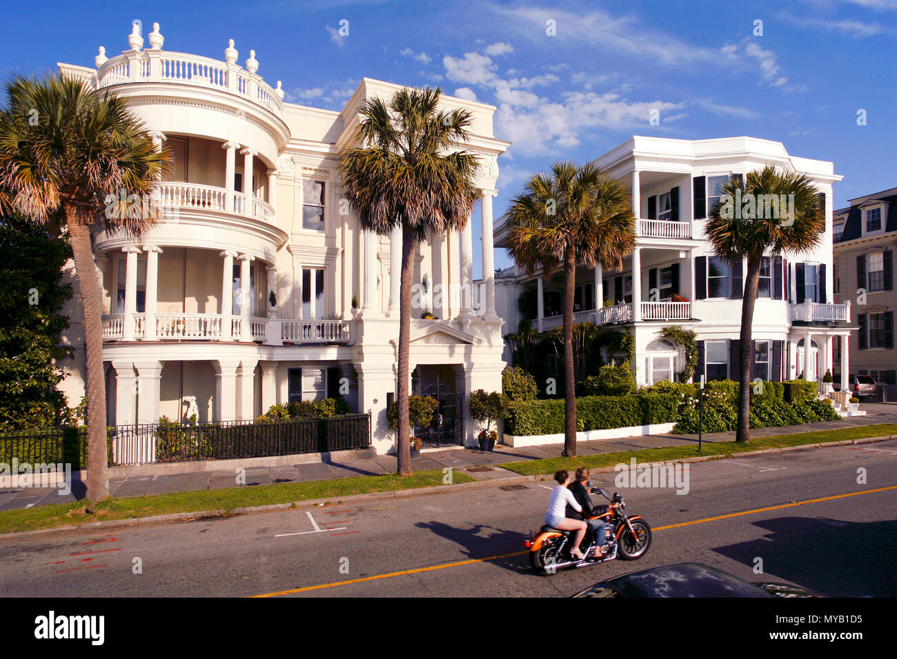 Hôtels particuliers le long de la batterie, Charleston, Caroline du Sud, USA Banque D'Images