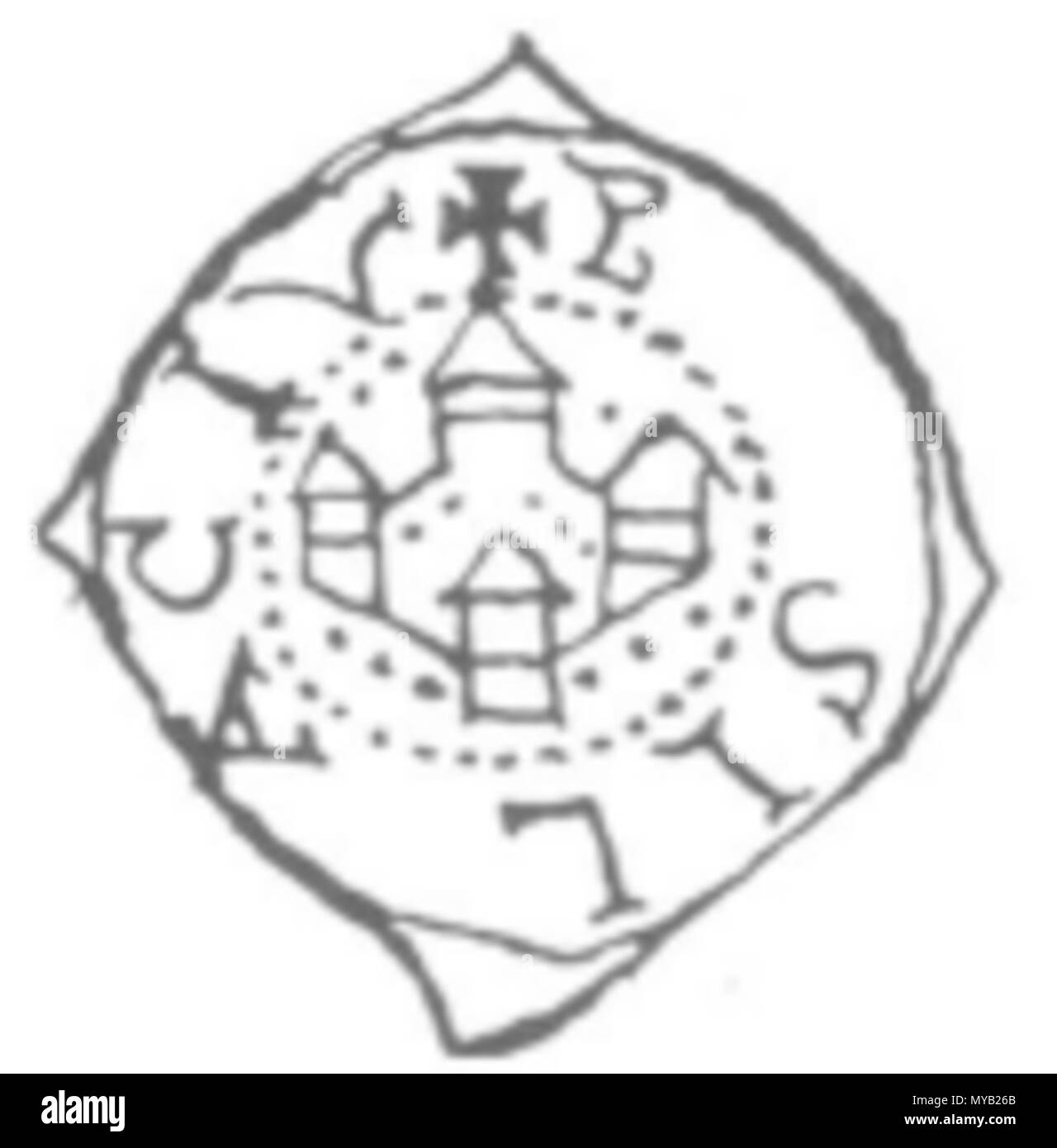 . Deutsch : Basler pfennig (11. Jh.) . 11e siècle. Wiedergabe von historischen und Münzen in einer Veröffentlichung von Siegeln Hildebrecht Hommel 65 Pfennig Basler (11. Jh.) Banque D'Images