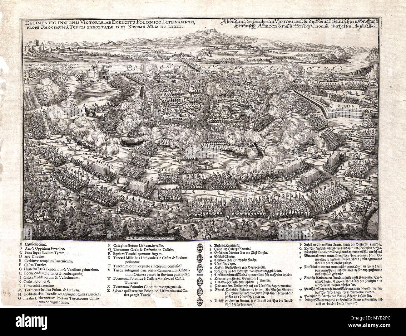 . Bataille de Khotin en 1673 . 17e siècle. Plaque anonyme 66 Bataille de Khotin 1673 Banque D'Images