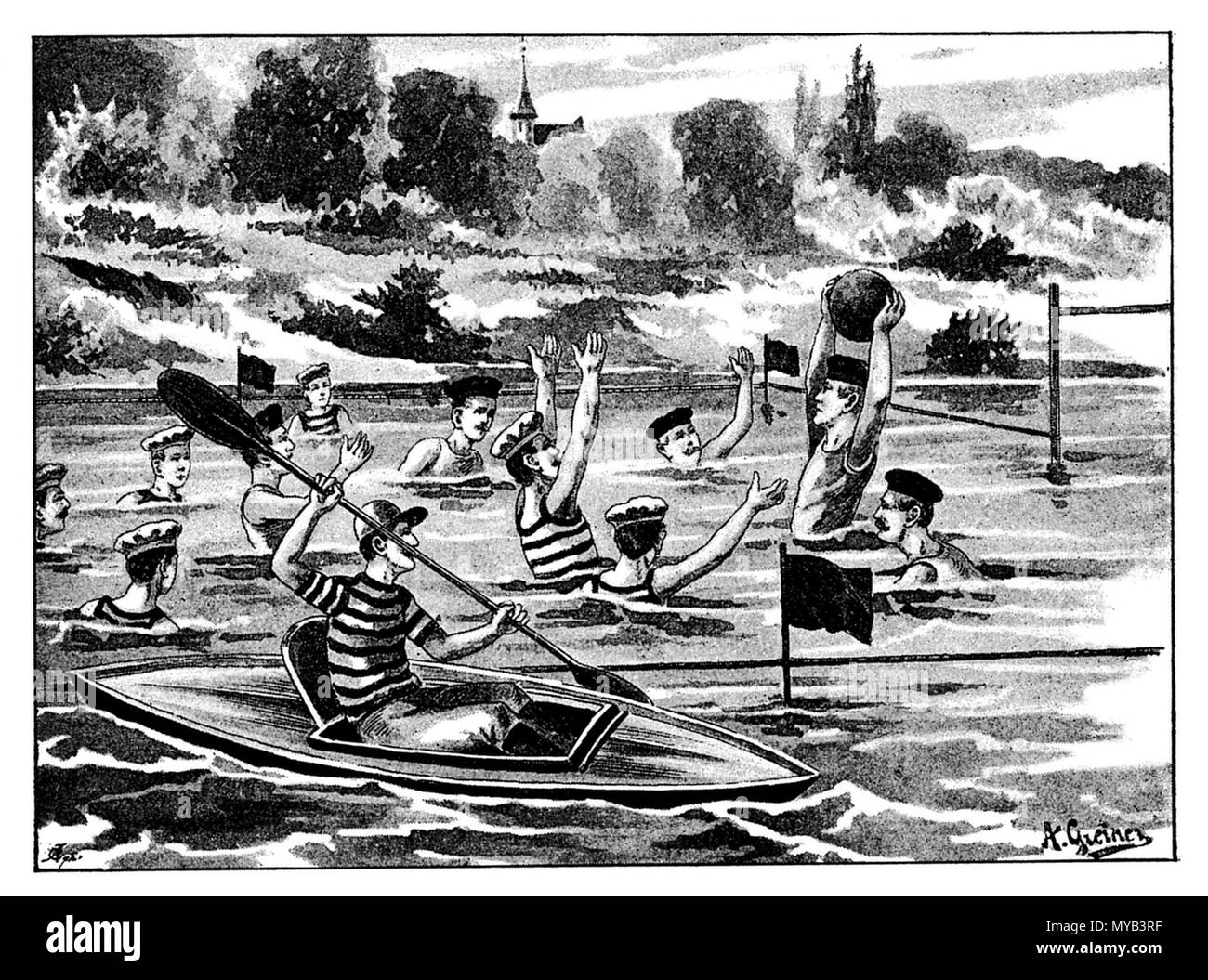 Le water-polo, un Greiner 1895 Banque D'Images