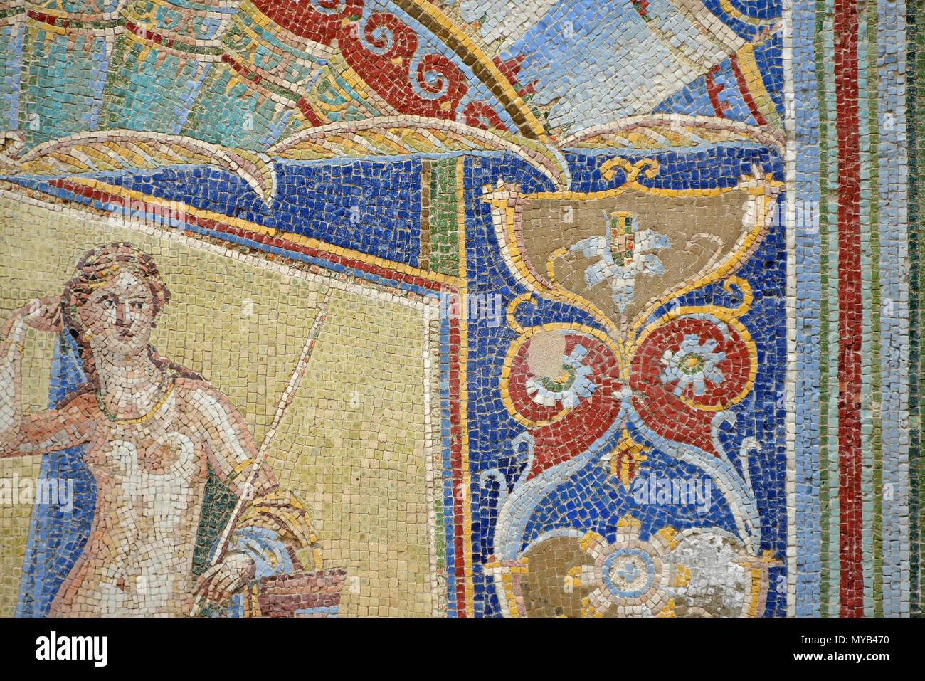 Neptune et Amphitrite mosaic, dans la maison de Neptune et Amphitrite, dans le Triclinium, détail, Herculanum, Italie Banque D'Images