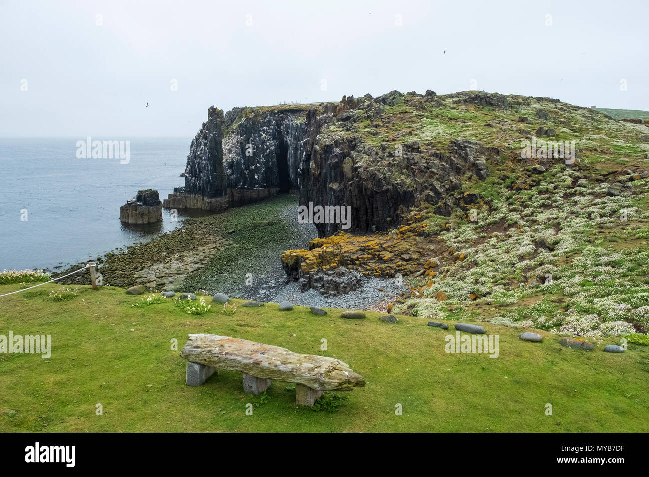 Avis de Pilgrim's Haven sur l'île de mai National Nature Reserve, Firth of Forth, Ecosse, Royaume-Uni Banque D'Images