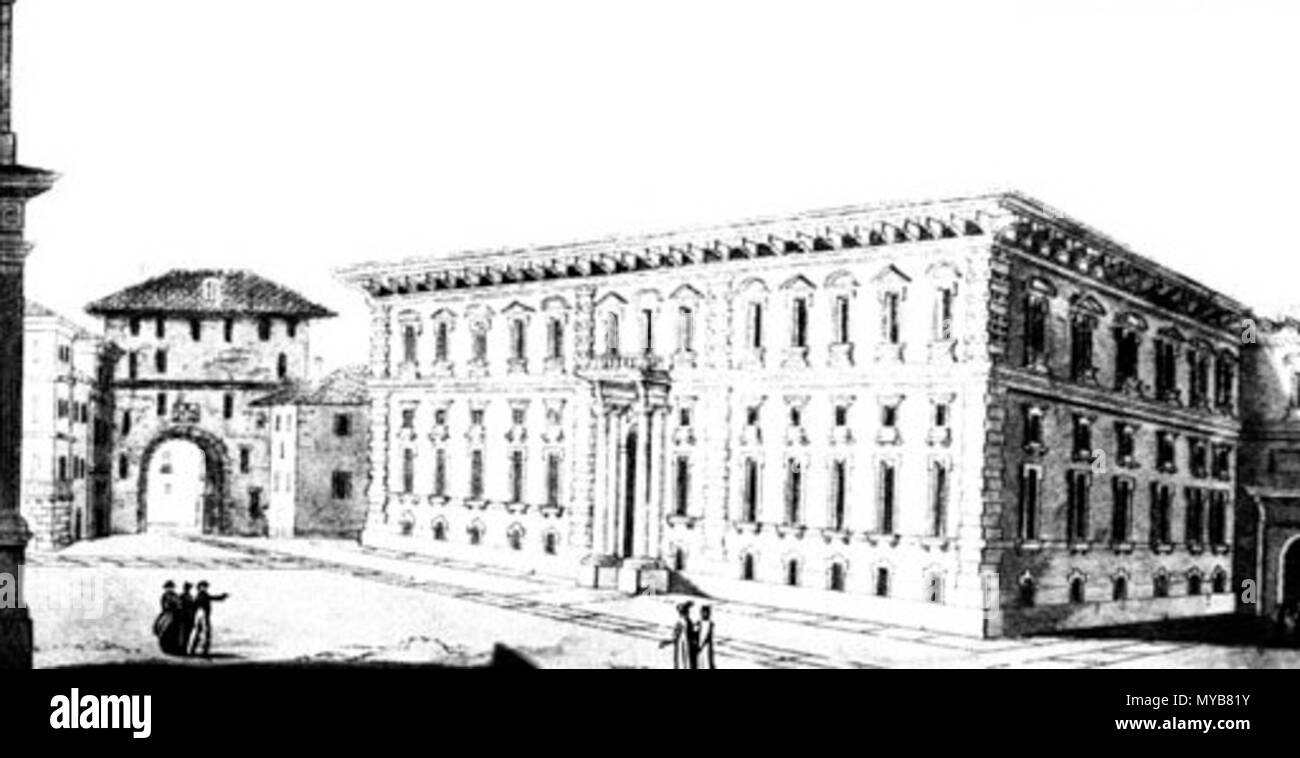 . Italiano : Facciata del Palazzo di Brera un milan all'inizio del XIX secolo. Stampa. Anglais : Le bâtiment de l'Observatoire Astronomique de Brera, Milan, Italie, au début du 19e siècle. Gravure en début de 1800 à 2007. . 19e siècle. Ce fichier n'est pas informations sur l'auteur. 86 - palais Brera nell'800 Banque D'Images