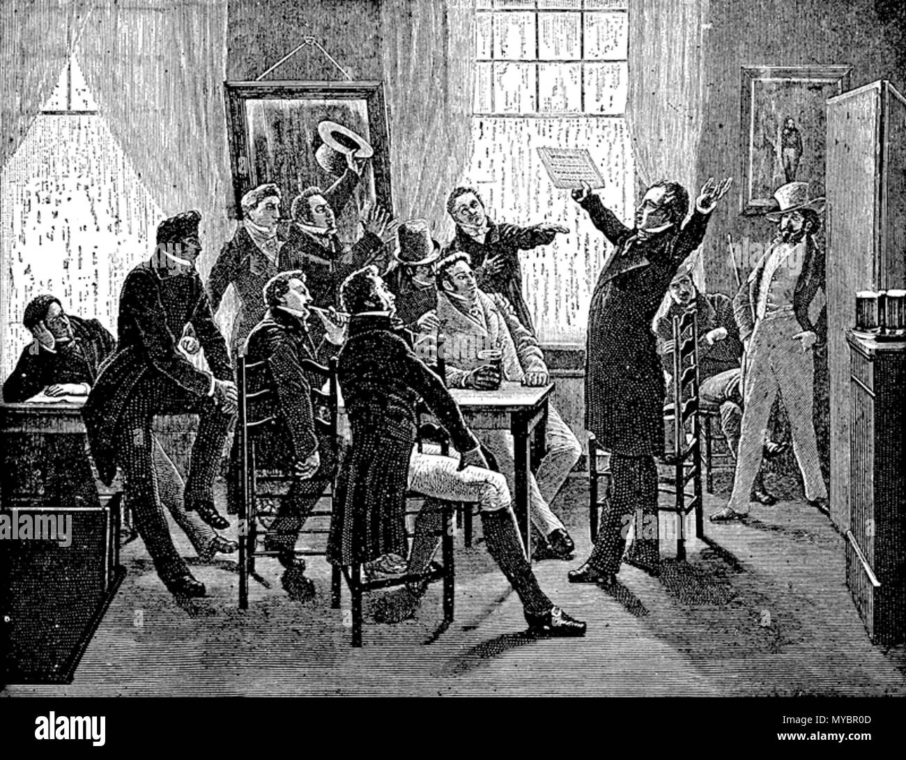 . Deutsch : Campenhout singt die Brabançonne . 1903. Après peinture lithographie par Antoine Van Hammée (1836-1903) 95 Campenhout chantant Banque D'Images