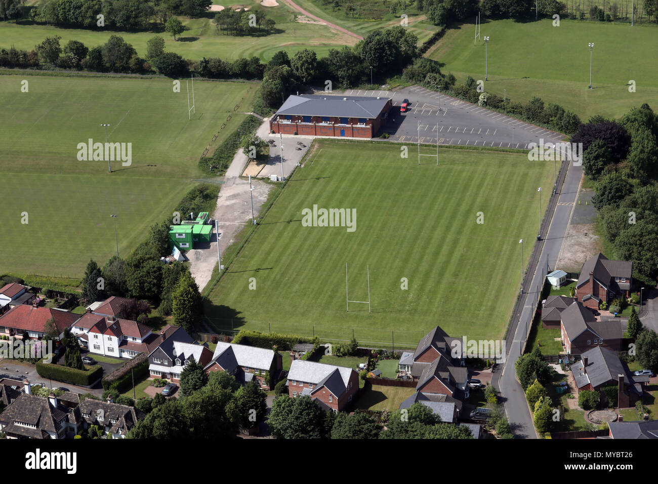 Vue aérienne du Club de Rugby de Rochdale Banque D'Images