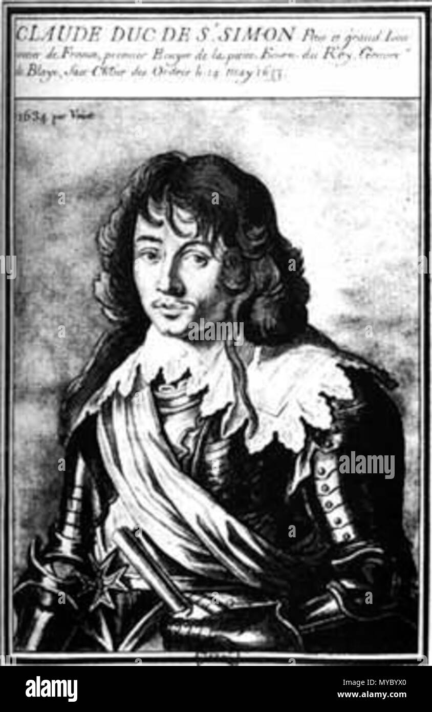 . English : Claude de Rouvroy de Saint-Simon duc de Saint-Simon (1er, 1635), vicomte de Clastres, baron de Benais, seigneur de Ferté-Arnaud et de Beaussart. Gouverneur de la Ville, Château et Comté de Blaye, Saint-Germain-en-Laye et de Versailles. Né le 16 août 1607 décédé le 3 mai 1693 - Paris, 75 À l'âge de 85 ans . 17e siècle 114 Claude de Rouvroy de Saint-Simon (1607-1693) Banque D'Images