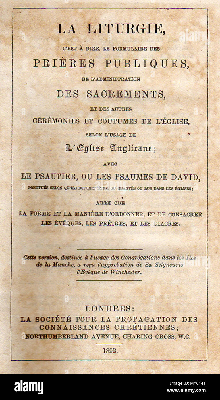 La prière commune 120 liturgie en langue française Banque D'Images
