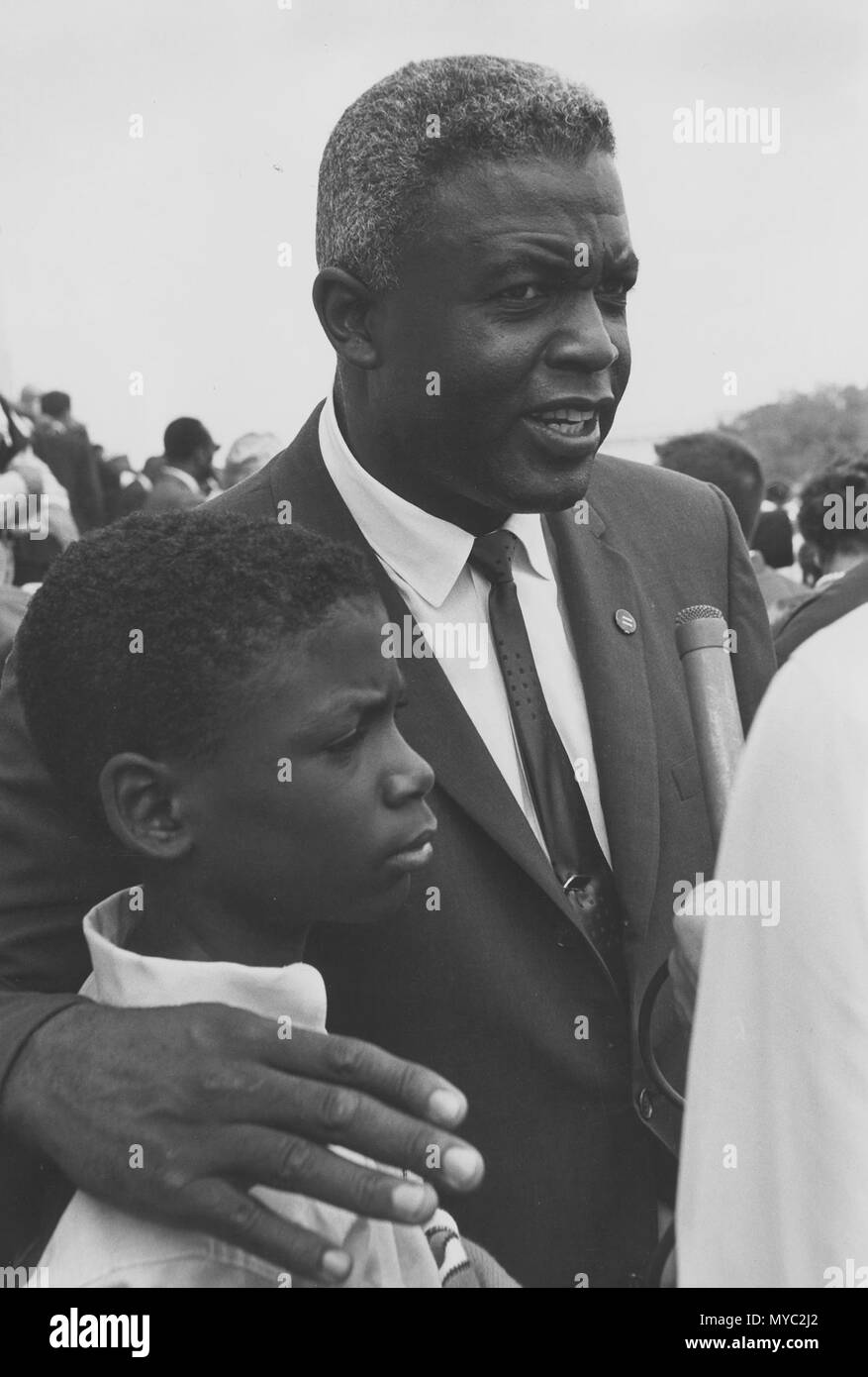 28 août 1963 Manifestation sur Washington, D.C. [ancien joueur de Ligue nationale de baseball, Jackie Robinson avec son fils.] Banque D'Images