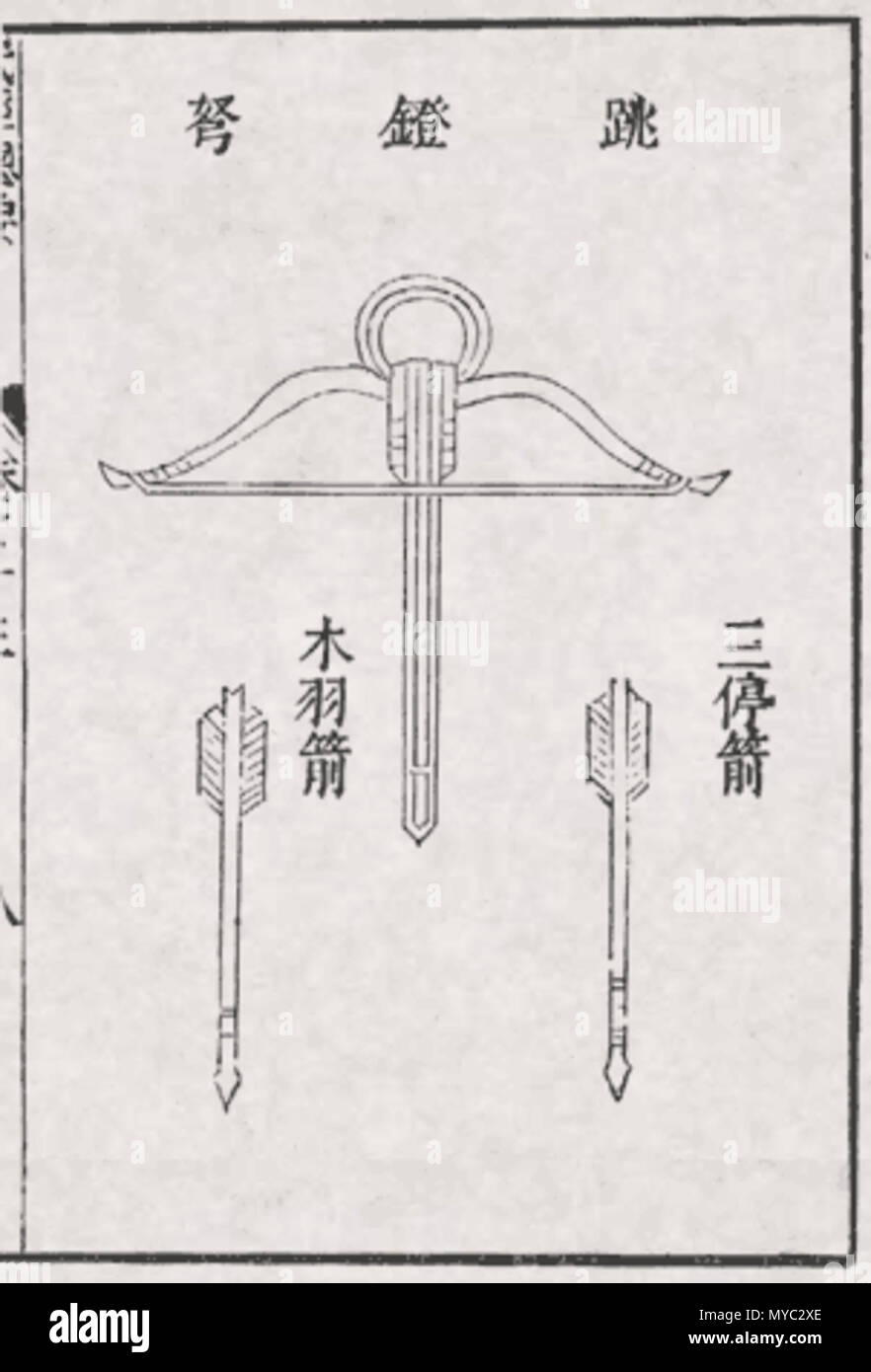 . Dessin ancien d'une arbalète chinois. Miborovsky 127 illustration de l'Arbalète Banque D'Images