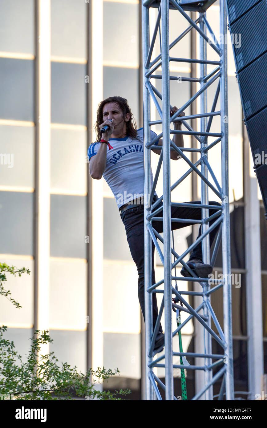 Las Vegas, Nevada, le 21 avril, 2018 - Loup joyeux l'exécution au jour 2 de la deuxième édition annuelle de Las Stique heavy metal music festival Banque D'Images