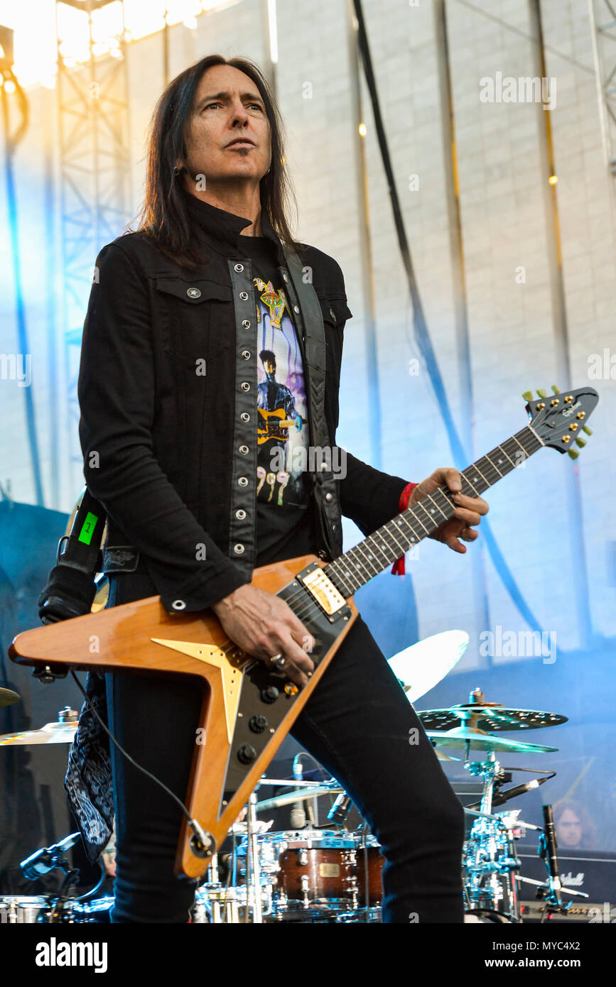 Las Vegas, Nevada, 21 avril 2018 - Damon Johnson de Blackstar Riders effectuant le jour 2 de la deuxième édition annuelle de Las Stique heavy metal music festival i Banque D'Images