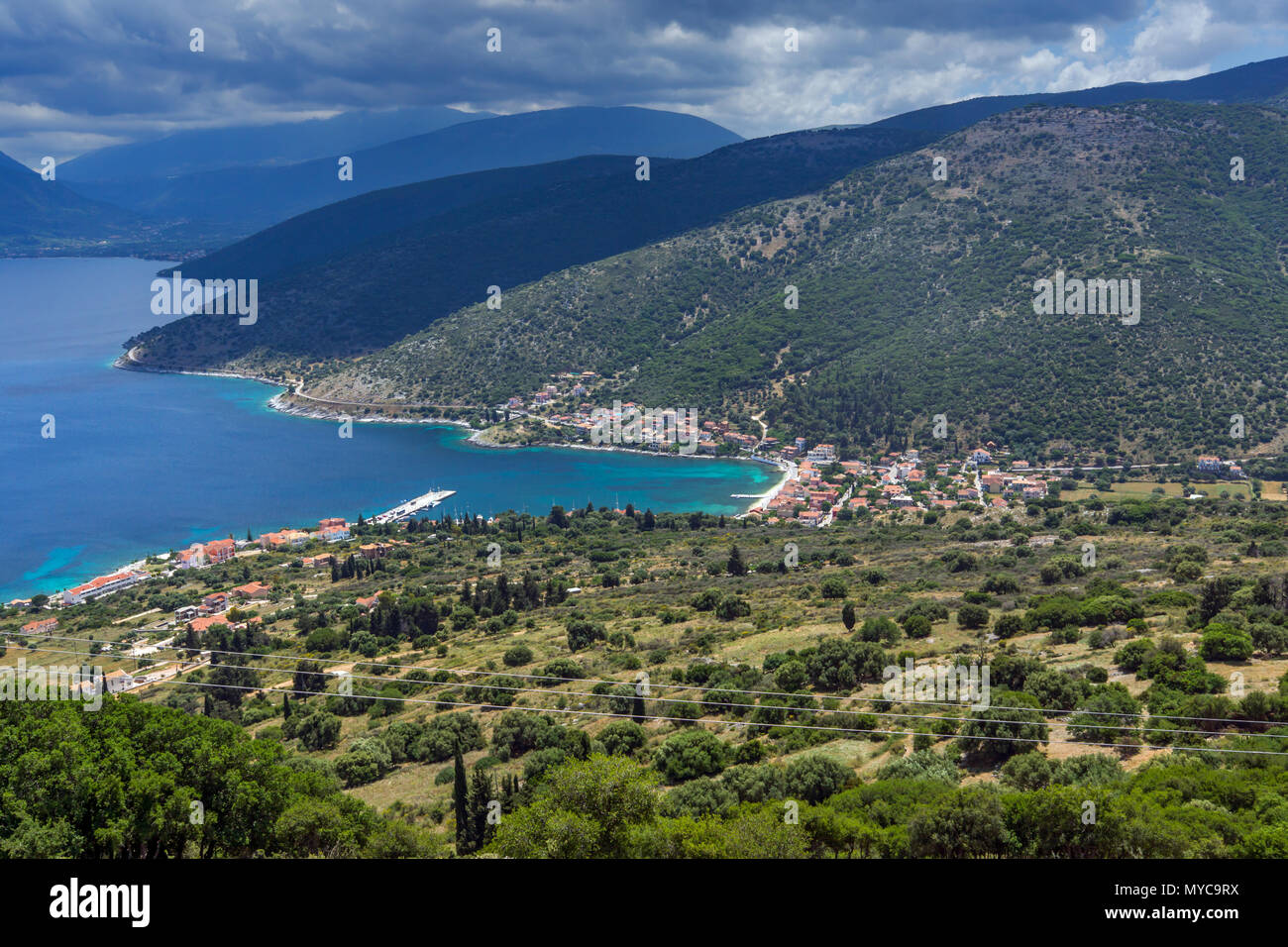 Seascape d' Agia Effimia ville, Kefalonia, îles Ioniennes, Grèce Banque D'Images